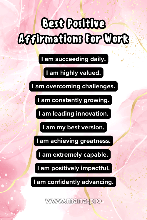 199+ Positive Affirmations For Work (Free HD Images) - Mana