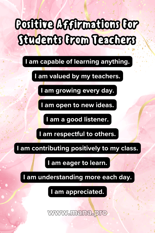 199+ Positive Affirmations For Students (Self Confidence Boosting) - Mana