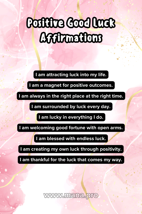 79+ Positive Affirmations for Luck & Good Fortune - Mana