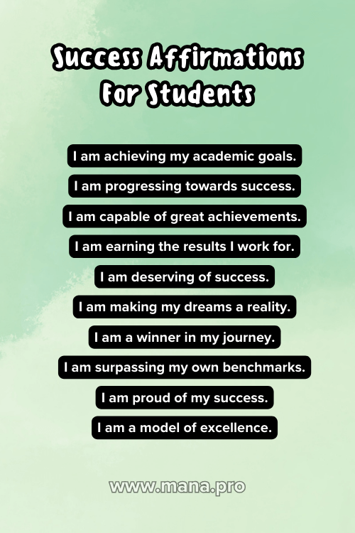 199+ Positive Affirmations For Students (Self Confidence Boosting) - Mana