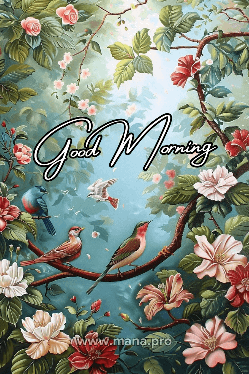 Good Morning Images With Birds And Flowers